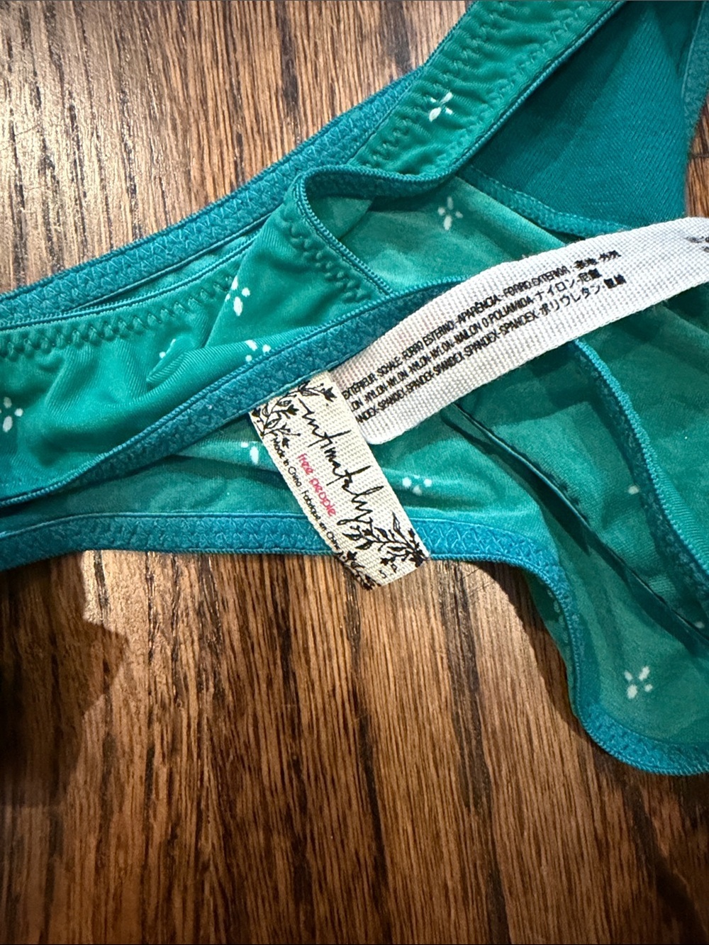 NWT Free People Teal Smocked Bikini Strapless Bralette Cami & Thong Set - Picture 8 of 8
